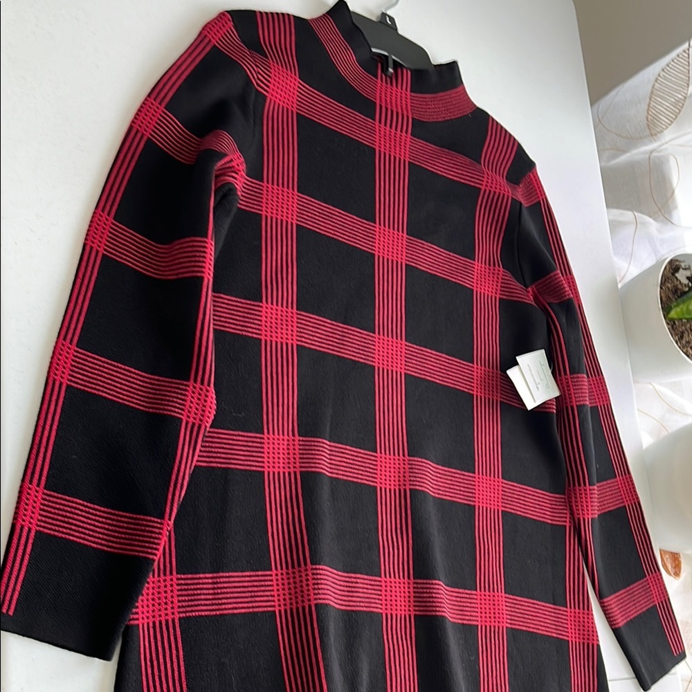 Plaid Black and Red Women's Dress